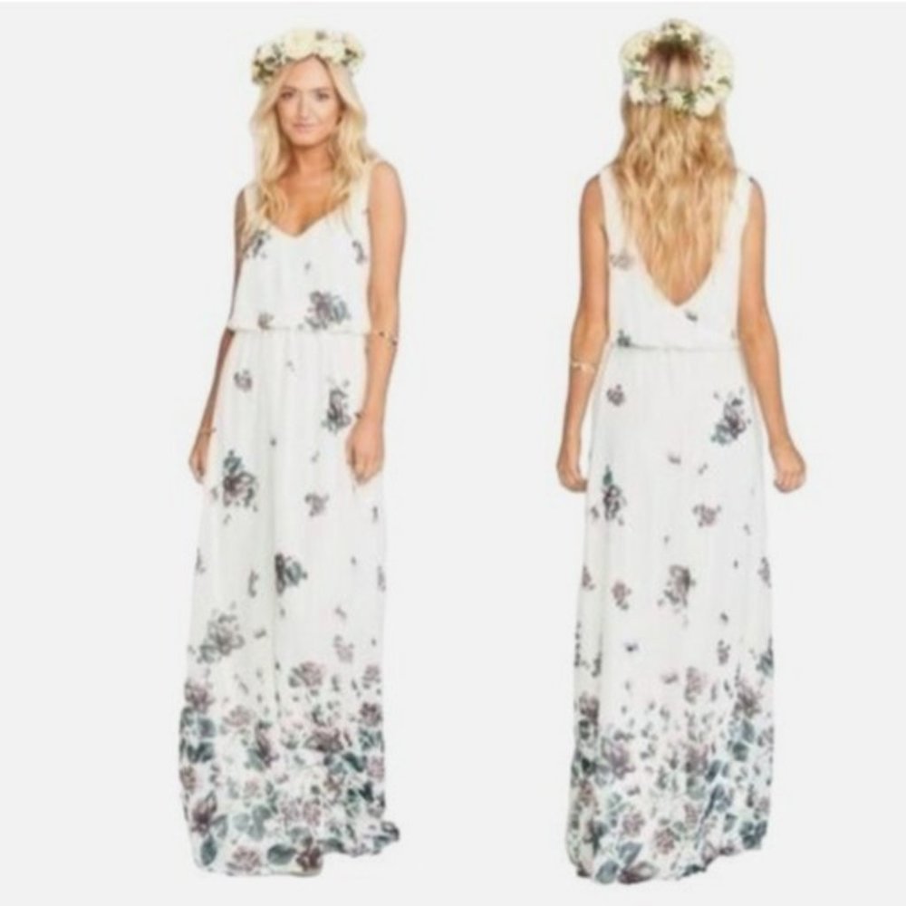 Show Me Your MuMu Kendall Maxi Dress Size Small Womens Floral Falls Low Back